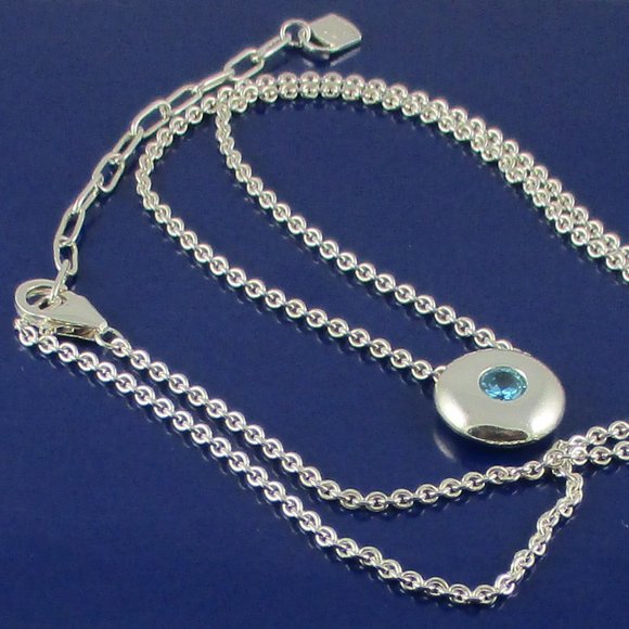 Purely Silver .999 .8ct Blue CZ Pendant & Chain - Picture 3 of 3